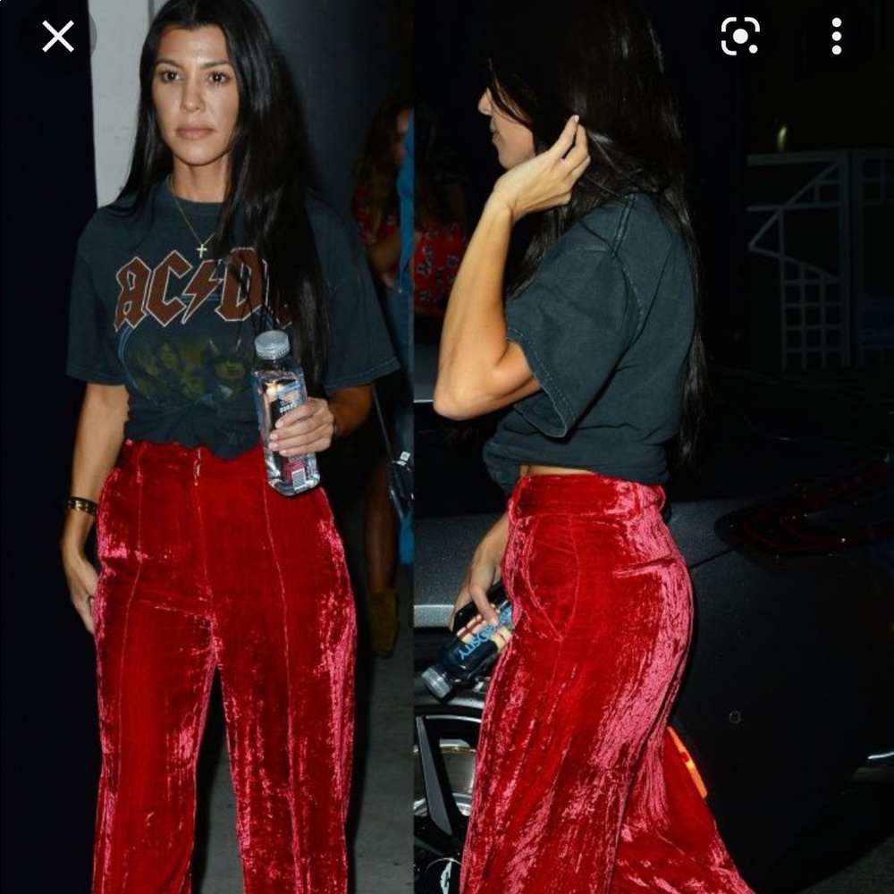 A.O.T.C. Red Velvet Wide Leg Pants